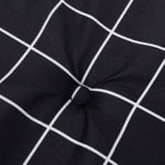 Greatstore Blazina za vrtno klop črn karo vzorec 200x50x3 cm tkanina