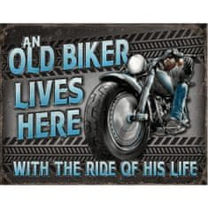 Desperate Okrasna tabla Old biker lives here