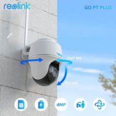 Reolink GO PT Plus, Vrtljiva kamera na baterije 4MP primerna za zunaj / loči vozila od ljudi + solarni panel