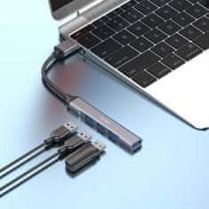 Northix USB zvezdišče s 4 vhodi - srebrne barve 