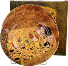 Duo Set 2 krožnikov linija Klimt Poljub, fi 19 cm, porcelan, darilna embalaža, 5452
