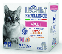 LECHAT EXCELLENCE Adult mokra hrana za mačke, govedina/losos, 12x100 g