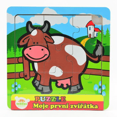 Teddies Lesena sestavljanka Moje prve živali: krava 9 kosov