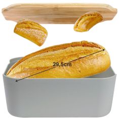 Hlebec kruha z bambusovo desko sive barve 259302