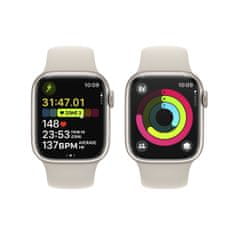 Apple Watch Series 9 pametna ura, 41 mm, aluminijasto ohišje, športni pašček M/L, Starlight (MR8U3QH/A)