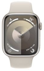 Apple Watch Series 9 pametna ura, 45 mm, aluminijasto ohišje, športni pašček S/M, Starlight (MR963QH/A)