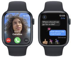 Apple Watch Series 9 pametna ura, GPS, 45 mm, aluminijasto ohišje, športni pašček M/L, Midnight (MR9A3QH/A)