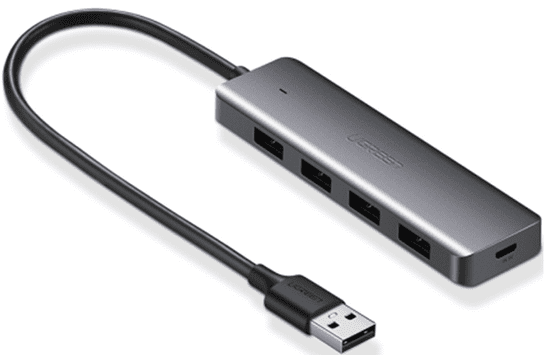 Ugreen USB Hub, USB 3.0, 4-portno srebrn - box