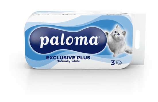 Paloma Exclusive toaletni papir, bel, 8 kosov