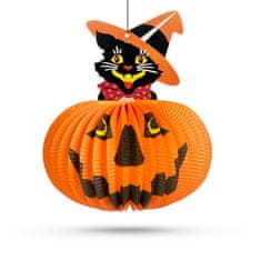Family Halloween lučka buča - s figuro mačke - z obešalnikom - 26 cm