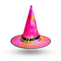 Family Halloween LED čarovniški klobuk - pisan, poliester - 38 cm