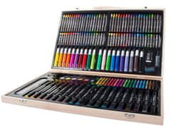 Verkgroup 188 delni umetniški komplet barvic in flomastrov za slikanje v lesenem kovčku