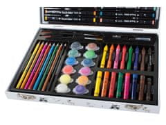 Verkgroup 66 delni umetniški komplet barvic in flomastrov za slikanje v lesenem kovčku