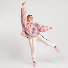 Svilanit hoodie odeja z zadrgo, Pink vesolje + nogavice