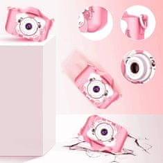 Kruzzel 3MP otroški fotoaparat LCD SD FULL HD roza + etui in trak
