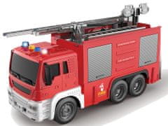 Lean-toys Gasilski tovornjak z gasilsko cevjo za vodo in z zvoki