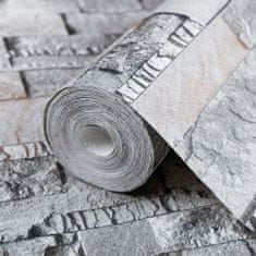 Greatstore Tapeta 3D kamnit videz siva in rjava