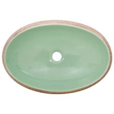 shumee Nadpultni umivalnik zelen in rjav ovalen 59x40x15 cm keramika
