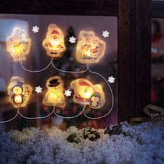 Family Christmas LED svetlobna veriga z gel nalepkami za na steklo 6 LED 2xAA