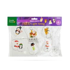 Family Christmas LED svetlobna veriga z gel nalepkami za na steklo 6 LED 2xAA