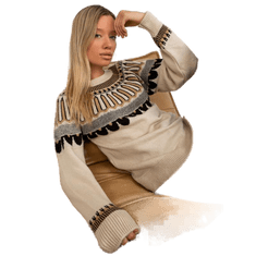 RUE PARIS Ženski pulover s klasičnim vzorcem RUE PARIS bež LC-SW-0342.06X_389935 Univerzalni