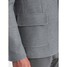 OMBRE Moška jakna z našitki na komolcih V1 OM-BLZB-0108 svetlo siva MDN124031 M