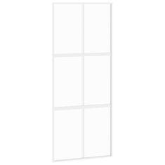 shumee Drsna vrata bela 90x205 cm kaljeno steklo in aluminij
