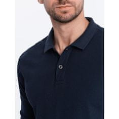 OMBRE Moška polo majica z dolgimi rokavi V3 OM-POBL-0114 temno modra MDN124051 L