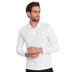OMBRE Moška polo majica z dolgimi rokavi V1 OM-POBL-0114 bela MDN124053 S