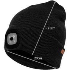 TIMMLUX Zimska kapa s polnilno LED lučko črna