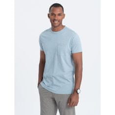 OMBRE Moška pletena majica z žepom V4 S1621 modra MDN124112 S