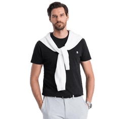OMBRE Moška pletena majica z žepom V5 S1621 črna MDN124113 L