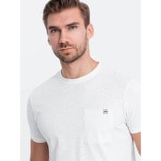 OMBRE Moška pletena majica z žepom V7 S1621 ecru MDN124114 S