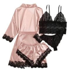 Ženska pižama, 4- delni spalni set, Halja+ kratke hlače+ spodnjice+ top, Unisize (S-L) | LUXESET