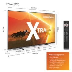 Philips The Xtra 75PML9008/12 4K UHD Mini LED televizor, AMBILIGHT tv, Smart TV