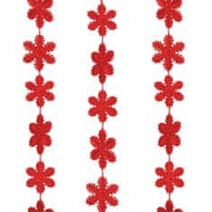 Family Božični okrasni trak - snežinka - 2,7 m - rdeča