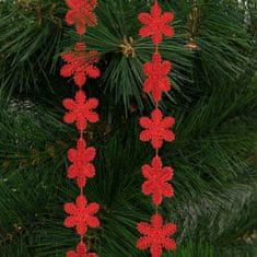 Family Božični okrasni trak - snežinka - 2,7 m - rdeča