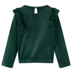 Greatstore Otroška bluza z naborki temno zelena 116