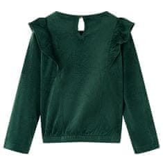 Greatstore Otroška bluza z naborki temno zelena 128