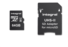 Integral 64GB microSDXC 280-100MB/s UHS-II V60 + SD adapter