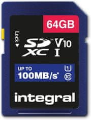 Integral 64GB SD Card High Speed Memory SDXC Up To 100MB/S V10 UHS U1