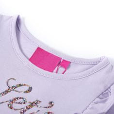 Greatstore Otroška majica z dolgimi napis iz bleščic leva svetlo vijolična 92