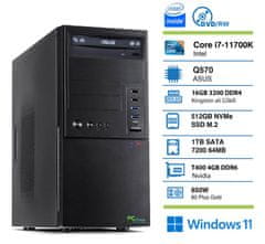 PCplus T600 namizni računalnik, i7-11700K, 16GB, SSD512GB+HDD1TB, T400, W11P, miška, tipkovnica (143404)