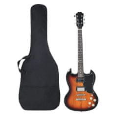 shumee Električna kitara za začetnike s torbo rjava in črna 4/4 39"