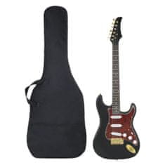 Greatstore Električna kitara za začetnike s torbo črna in zlata 4/4 39"