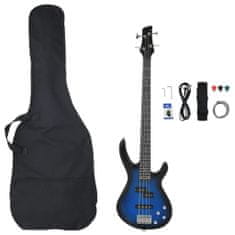 shumee Električna bas kitara za začetnike s torbo modro črna 4/4 46"