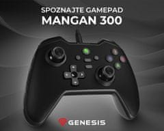 Genesis Mangan 300 žični igralni plošček, Windows/Android/Nintendo, torbica, črn