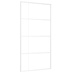 Vidaxl Drsna vrata ESG steklo in aluminij 102,5x205 cm bela