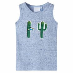 Greatstore Otroška majica brez rokavov kaktus modra melange 116