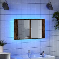 shumee LED kopalniška omarica z ogledalom dim. hrast 80x12x45 akril